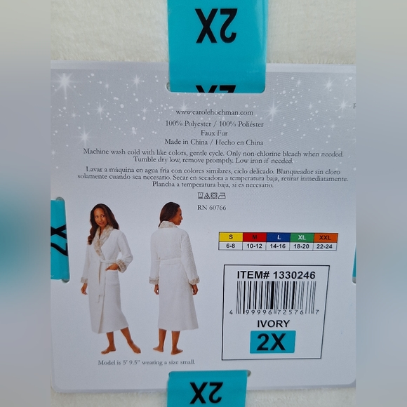 SOLD DO NOT BUY Plush Wrap Robe by Carole Hochman - NWT Size 2X - Picture 4 of 8